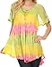 Sakkas Monet Long Tall Tie Dye Ombre Embroidered Cap Sleeve Blouse Shirt Top