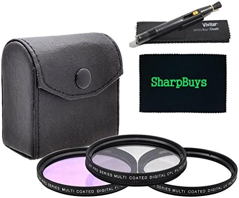 46mm Multi-Coated 3 Piece Filter Kit (UV-CPL-FLD) + Lens Cleaning Pen + Sharpbuys Microfiber Cloth For Panasonic HC-V700 HC-V720K HDC-SD800K HDC-SDT750 HDC-HS900K HDC-TM700 HDC-TM900k Camcorders