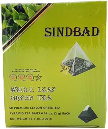 Sindbad Whole Leaf Green Tea, 50 Pyramids
