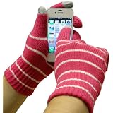 Text Gloves - Pair of Texting Glove For Touch Screen Phones (Pink/White)