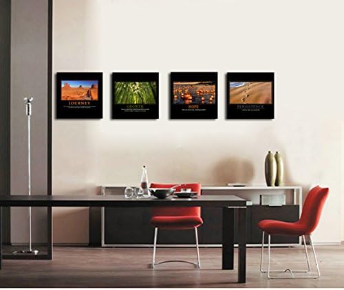 Wall Up Canvas Printing Art Stretched and Wood Framed Motivational Self Positive Office Quotes Combine Modern Inspirational Art for Wall Decor and Home Decoration, 12x12inchx4pcs, CP-213-216