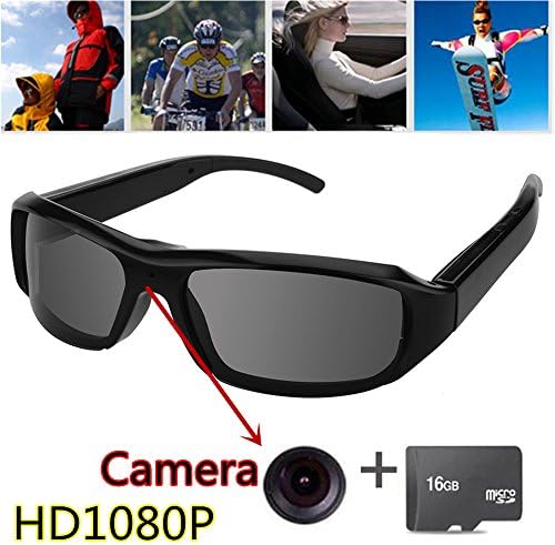 New Polarized Sunglasses HD 1080P 5MP Mini Camera Digital Video Recorder DV Eyewear Camcorder Audio-Support TF Card (with 16G TF card)
