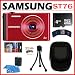 Samsung ST76 16MP Digital Camera with 5x Optical Zoom and 2.7-inch LCD in Red + 4GB Micro SDHC + Camera Case + Accessory Kit