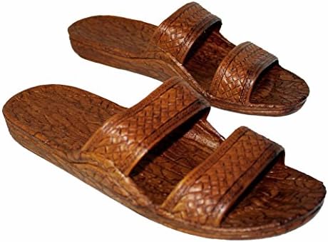Brown Rubber Slide Sandal Slipper, Comfortable Slip On, Hawaii Unisex Pali Sandals