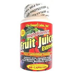 Fruit Juice Extreem TM HIGH POTENCY 60 Capsules Amazon ACAI Berry, Blueberry, Goji Berry, Mangosteen, Hawaiin Noni, Black Cherry, Resveratrol, and more