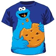 Sesame Street Jumbo Cookie Monster Eating Cookie Blue Tee T-Shirt