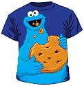Sesame Street Jumbo Cookie Monster Eating Cookie Blue Tee T-Shirt
