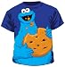 Sesame Street Jumbo Cookie Monster Eating Cookie Blue Tee T-Shirt