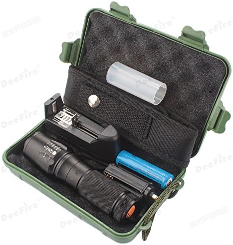T6 LED Flashlight , Black 900lm Bright Outdoor Sports Tactical Military Police Handheld Zoomable 5 Modes Aluminium Metal LED Hiking Light 18650 Battery Charger Pouch Box Bike Mount