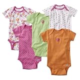 Infant Girls' Gerber Multicolored Short-Sleeve 5pk Assorted Onesies 12M