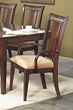 IMAGE OF Set of 2 Dining Arm Chairs with Cream Upholstered Seat in Rich Walnut Finish