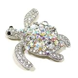 Clear AB Austrian Rhinestone Turtle Silver Plated Brooch Pin Pendant