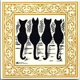 CERAMIC ART TILE WALL PLAQUES WITH CATS by Besheer Art Tile, Bedford, New Hampshire, U.S.A.