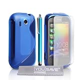 Yousave Accessories TM HTC Explorer Zubeh�r Pake Blau S-Linie Silikon Gel Schutzh�lle Mit Griffel Stift Displayschutz Film Und Graues Micro Faser Poliertuchvon "Yousave"