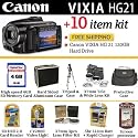 Canon VIXIA HG21 Hard Disk Drive High Definition Camcorder With Monster Vixia Accessory Package Includes Wide Lens, Telephoto Lens, Filter Set, 3HR Battery & Charger, 4GB Memory, Hard Case & Soft Case, Tripod + More