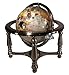 Unique Art 10-Inch Tall Pearl Swirl Ocean Gemstone World Globe with 4 Leg Silver Stand