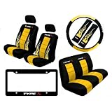 10 Piece Type X Auto Interior Racing Set - Universal Fit Low Back Bucket Seat Covers... 