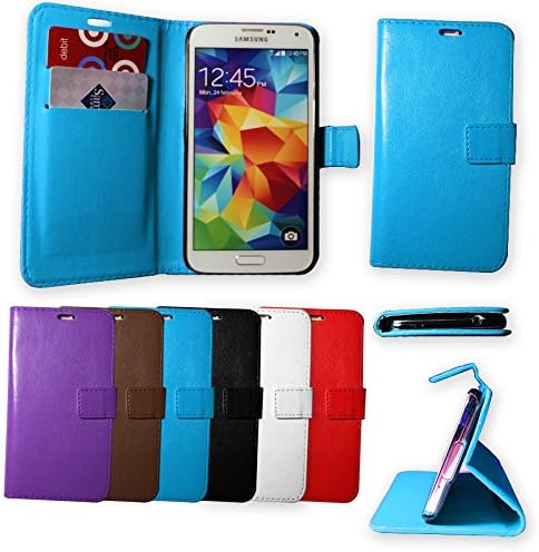 Newbilityusa for Samsung Galaxy S5 SV Leather Flip Card Wallet Standing Case Cover (blue)