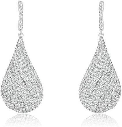 Earring Obsession's Sterling Silver Rhodium Plated and micro-pave CZ Chandellier Earrings