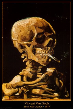 Van Gogh (Skull with Cigarette, 1885) Art Print Poster - 24x36 Poster Print by Vincent van Gogh, 24x36 Poster Print by Vincent van Gogh, 24x36