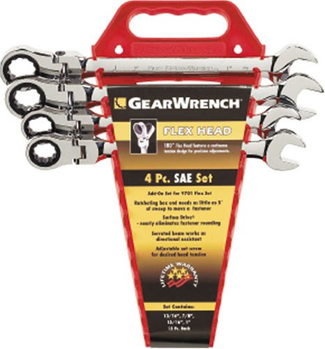 GearWrench 9703 4 Piece Flex-Head Ratcheting Wrench Completer Set SAEB000NIEVCM