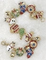 Pack of 4 Christmas Jewelry Bell/Snowman/Gift/Tree/Wreath/Santa Charm Bracelets