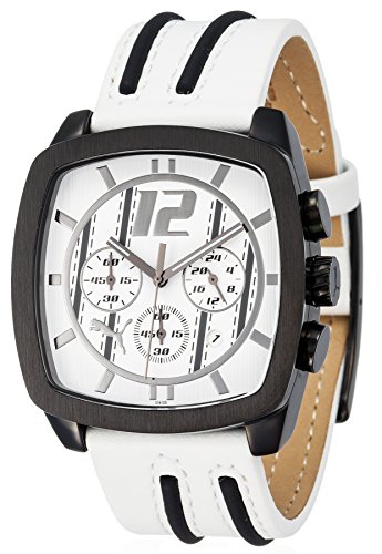Puma Men's Drift Chronograph White and Black Leatherette