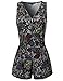 Awesome21 Floral Design Printed Sleeveless Zipper Front Romper Black Size M