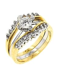Two Tone CZ Anniversary Ring Set