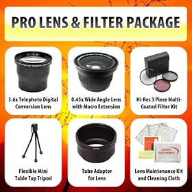 Nikon Coolpix P5000 P5100 Limited Edition Lens & Filter Set Includes Wide Angle Lens, Macro Lens, 3.6X Telephoto Lens, 3 Piece Filter + Mini Tripod, Lens Cleaning Kit + Tube Adapter + More