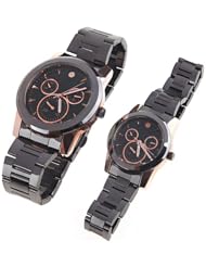 Orient Idea Ori-0268E 2 x All Stainless Steel Quartz Analog Watches Timepiece with Decorative Sub-Dials for Couples Lovers