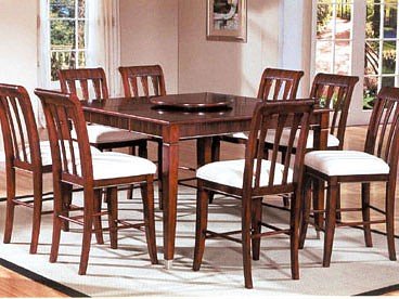 All new item 7 pc wood counter height dining table set with butterfly leaf and lazy susan
