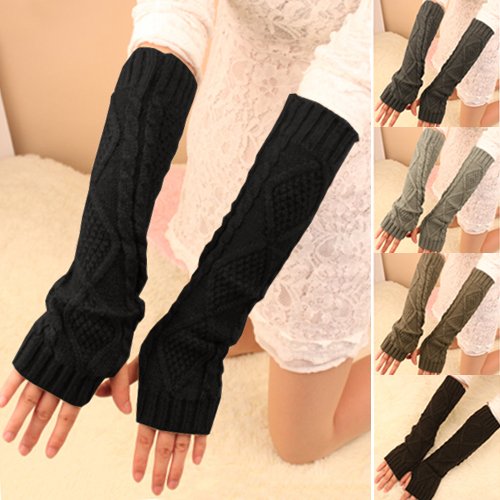 FUNOC® Women Winter Warm Fingerless Knitted Long Gloves Mitten Wrist Arm Hand Warmer