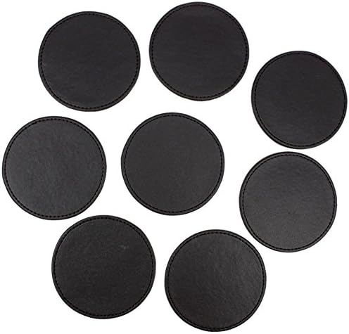 DaoHeng Set of 8 Faux Leather Round Coasters Dark Brown