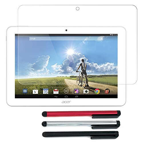 BIRUGEAR Acer ICONIA Tab 10 A3-A20 Screen Protector, Premium HD Crystal Clear LCD Screen Protector + 3 Universal Stylus for Acer ICONIA Tab 10 A3-A20 HD / A3-A20FHD WIFI 10.1-inch Android Tablet