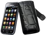 Produkt-Bild: Suncase Ledertasche (Lasche mit R&uuml;ckzugfunktion) f&uuml;r Samsung i9000 Galaxy S / i9001 Galaxy S Plus croco-schwarz