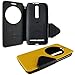 【 View Flip Cover 窓付き 手帳型 】 がうがう！ ASUS ZenFone 2 Diary View Case, ダイアリー ビュー ケース, イエロー / ブラック 【 閉じたまま通話 / スタンド機能 / ストラップホールつき 】 G2-ASZF2-SCY1