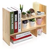 Adjustable Freestanding Natural Wood Desktop Storage Organizer Display Shelf Rack / Counter Top Bookcase