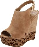 Jessica Simpson Women's Js-Claye Wedge Sandal,Camel Brown/Chetah Pony,7 M US