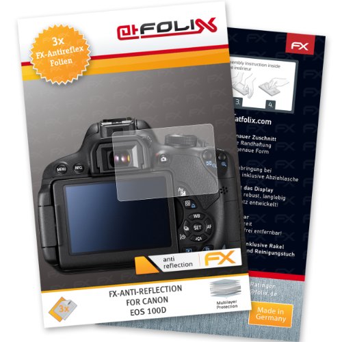 Accessoires appareils photo numériques atFoliX FX-Antireflex Protection d'écran pour Canon EOS 100D (3 pièces) - protection d'écran antiéblouissante! HOT PRODUCT TODAY