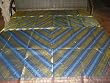 India Silk Bedding Blue Golden Bedspread Sofa Throw King Bed Cover 90x108