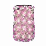 SPARKLING PINK PLAID CHECKER FULL DIAMOND RHINESTONE SNAP ON HARD SKIN BLING COVER CASE FOR BLACKBERRY CURVE 8520 8530