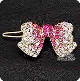 PURELY CHARMING 18KGP Barrette /Hair Clip with Handset Swarovski Crystal - Festival Bow / Pink Sapphire