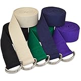 YogaAccessories (TM) D-Ring Buckle Cotton Yoga Straps (6', 8', 10' - Variety of Colors)