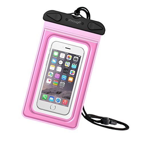 Waterproof Case, Waterproof Pouch, iThrough Ultra Universal Waterproof Pouch, Waterproof Case with Touch Responsive Transparent Screen Protector for iPhone 6/6 Plus/5/5s/5c/4/4s/Samsung Galaxy S3/S4/S5/Note 2/3/4 (Pink)