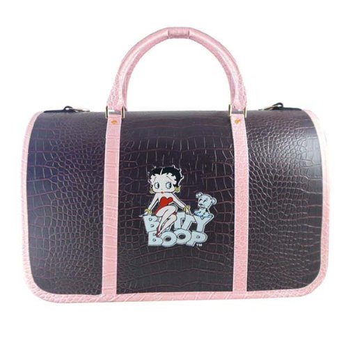 Betty Boop & Pudgy Blue Deluxe Dog Pet Carrier - Brown Crocodile Pattern