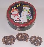 Scott's Cakes 1 lb. Dark Chocolate Covered Pretzel with Chocolate Chips & Peanut Butter Chips in a Season Greetings Tin
