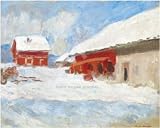 Les maisons rouges a Bjoernegaard Norvege 1895 art print 28x36cm by Claude Monet