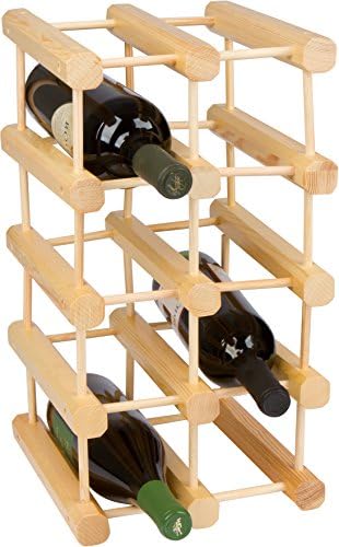 Wine Rack - Holds 12 Bottles Made From Natural Bamboo By KitchenInspirations (Natural, Square)