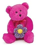 Soft Hot Pink Petal Pop Easter Spring Plush Teddy Bear with Fabric Flower